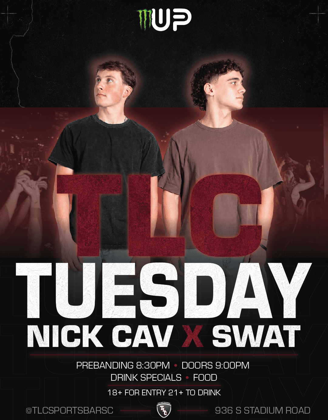 TLC Tuesday flyer, Nick Cav x SWAT