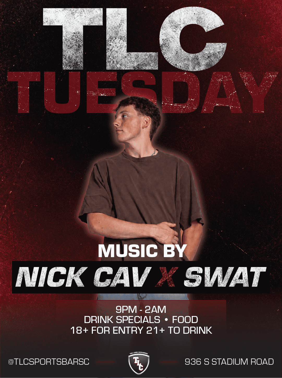 TLC Tuesday flyer, Nick Cav x SWAT